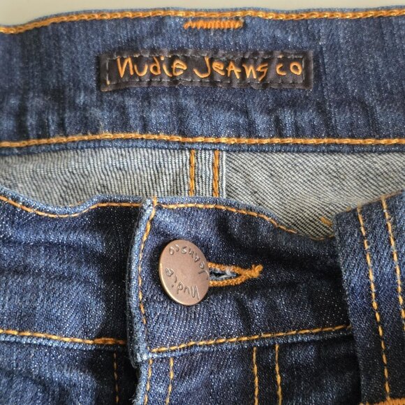 Nudie Jeans Co Thin Finn Dry Ecru Embo Jeans Mens 33(29) x 34(28) Preppy HEMMED - Picture 3 of 16